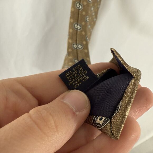 Chaps Ralph Lauren Tie Men's 57" Gold 100% Silk 4" Wide Office Work - Picture 4 of 6